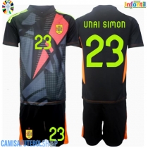 Camisa de time de futebol Espanha Unai Simon #23 Goleiro Replicas 2º Equipamento Infantil Europeu 2024 Manga Curta (+ Calças curtas)